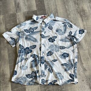 Carbon 2 Cobalt Short Sleeve Hawaiian Print Shirt